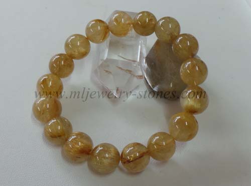 สร้อยข้อมือไหมทองบราซิล (Rutile quarts) เกรด AAA 12 มิล