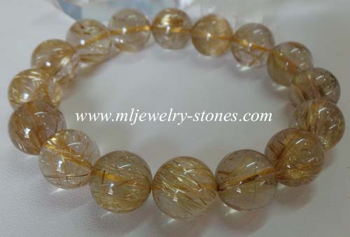 สร้อยข้อมือไหมทองบราซิล (Rutile quarts) เกรด AAA 12 มิล