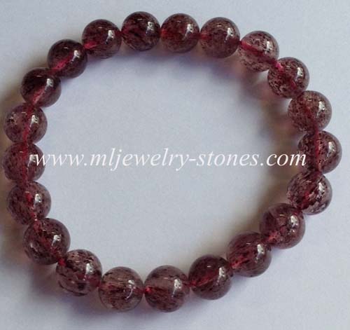 สร้อยข้อมือหินสตรอเบอร์รี่ควอทซ์ Strawberry Quartz ขนาด 9 มิล 1