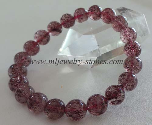 สร้อยข้อมือหินสตรอเบอร์รี่ควอทซ์ Strawberry Quartz ขนาด 9 มิล 2