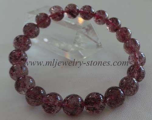 สร้อยข้อมือหินสตรอเบอร์รี่ควอทซ์ Strawberry Quartz ขนาด 9 มิล 7