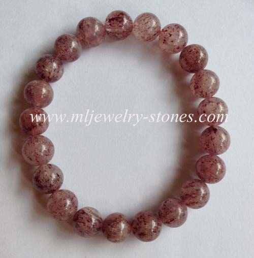 สร้อยข้อมือหินสตรอเบอร์รี่ควอทซ์ Strawberry Quartz ขนาด 9 มิล 1