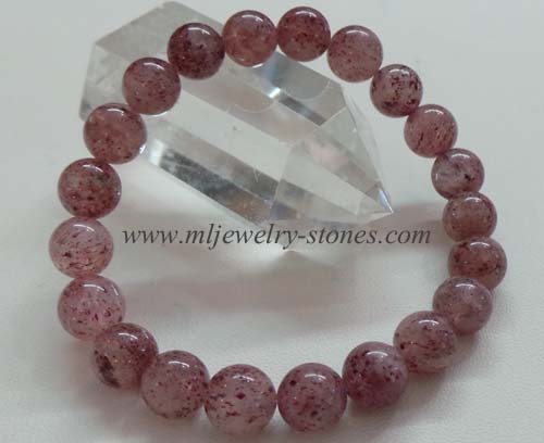 สร้อยข้อมือหินสตรอเบอร์รี่ควอทซ์ Strawberry Quartz ขนาด 9 มิล 2