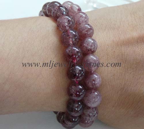 สร้อยข้อมือหินสตรอเบอร์รี่ควอทซ์ Strawberry Quartz ขนาด 9 มิล 5