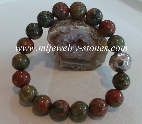 สร้อยข้อมือหินยูนาไคท์(Unakite)10.5 มิล 1