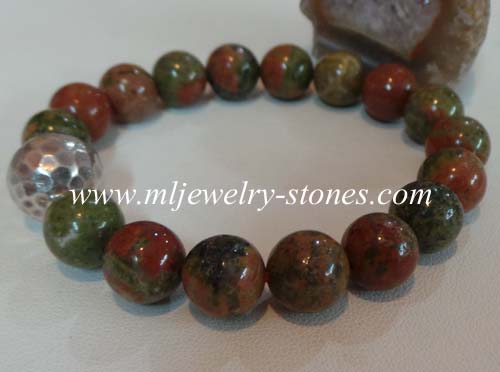 สร้อยข้อมือหินยูนาไคท์(Unakite)10.5 มิล 3