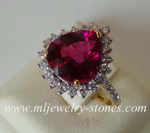 แหวนทัวร์มาลีนประดับเพชรแท้ 0.56 cts. 1