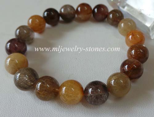สร้อยข้อมือไหม 5 สี (Rutile quarts) ทรงกลม 11 มิล