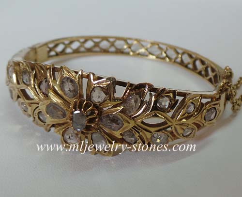 กำไลเพชรซีกโบราณ(เฆอรังอินตัน)อายุร้อยกว่าปี ขนาดใหญ่มาก สภาพสวยสมบูรณ์สุดๆ 6