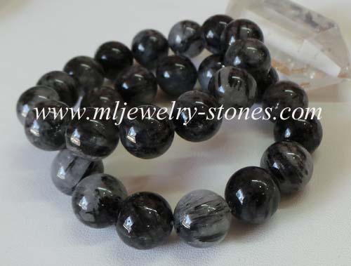 สร้อยข้อมือไหมดำหรือแก้วขนเหล็ก 14.0 มิล (รูไทล์ ควอตซ์ Rutile quarts) 1