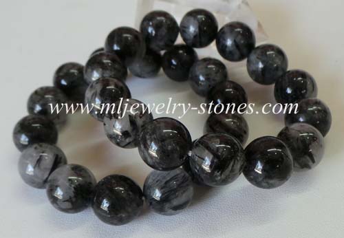 สร้อยข้อมือไหมดำหรือแก้วขนเหล็ก 14.0 มิล (รูไทล์ ควอตซ์ Rutile quarts) 2