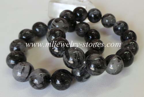 สร้อยข้อมือไหมดำหรือแก้วขนเหล็ก 14.0 มิล (รูไทล์ ควอตซ์ Rutile quarts) 3