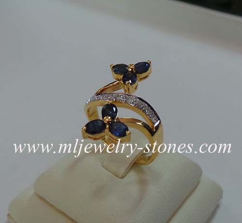 แหวนไพลินประดับเพชรแท้ 0.24 cts.(งานสั่งทำ)