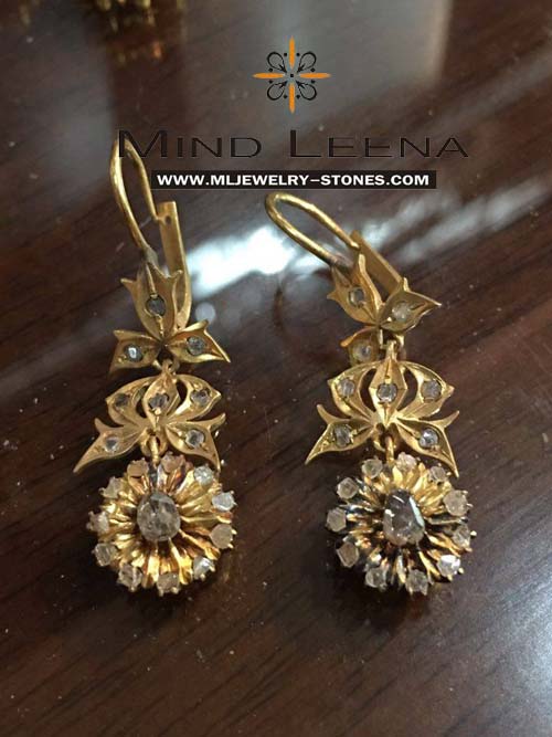 ต่างหูเพชรซีก 5 ใบ  ต่างหูเพชรซีกโบราณ (ซุมบังซายับ)