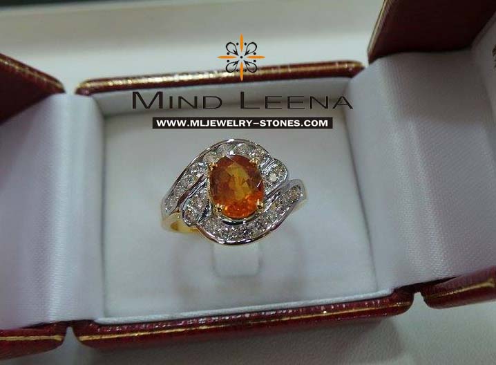 แหวนบุษราคัมล้อมเพชรแท้0.60 cts.(งานสั่งทำ) 1
