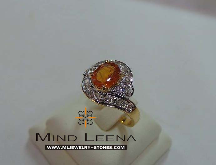 แหวนบุษราคัมล้อมเพชรแท้0.60 cts.(งานสั่งทำ) 2