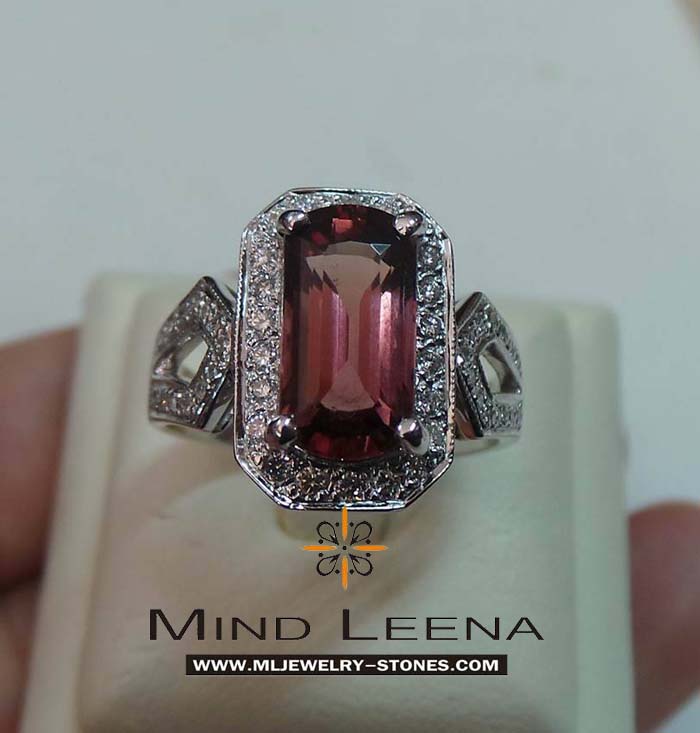 แหวนทัวร์มาลีนประดับเพชรแท้เบลเยี่ยม 0.72 cts. 1