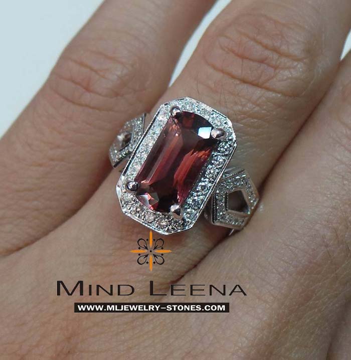 แหวนทัวร์มาลีนประดับเพชรแท้เบลเยี่ยม 0.72 cts. 2