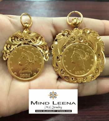 จี้เหรียญกิมตุ้นโบราณทองคำแท้ ขนาด 10 ยูเอสดอลล่าสหรัฐอเมริกา จี้กิมตู้นทำจากเหรียญเทพีเสรีภาพ ( Lib