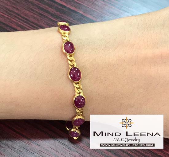 สร้อยข้อมือนากประดับพลอยทับทิมแท้ ทับทิม 10 เม็ด ตัวเรือนนากแท้ 40 1