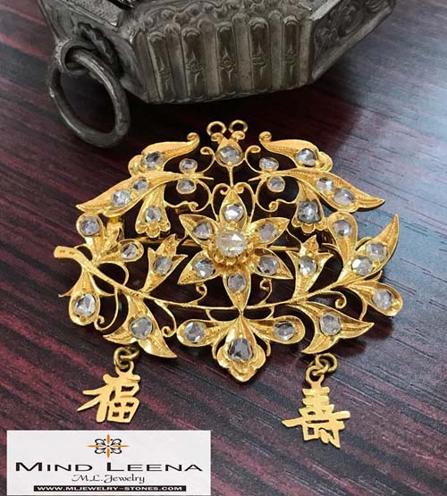 เข็มกลัดเพชรซีกโบราณ peranakan nyonya jewelry