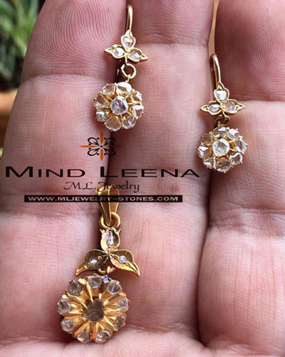 ชดเซ็ตต่างหูเพชรซีกและจี้เพชรซีกโบราณ (Peranakan Nyonya Jewelry)