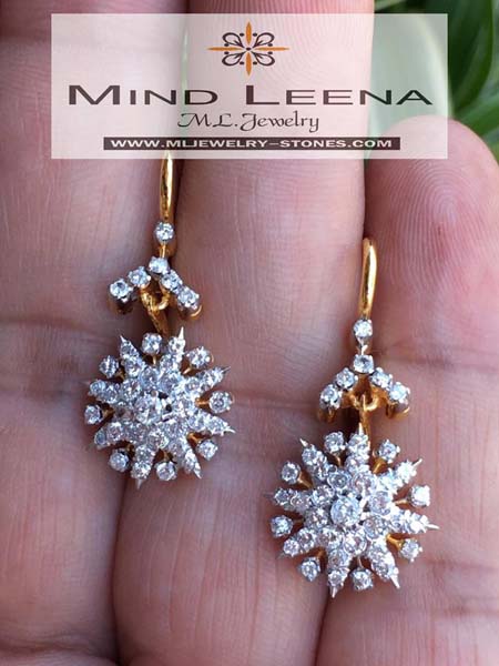 ต่างหูเพชรแท้ดาวกระจายโบราณ peranakan nyonya jewelry