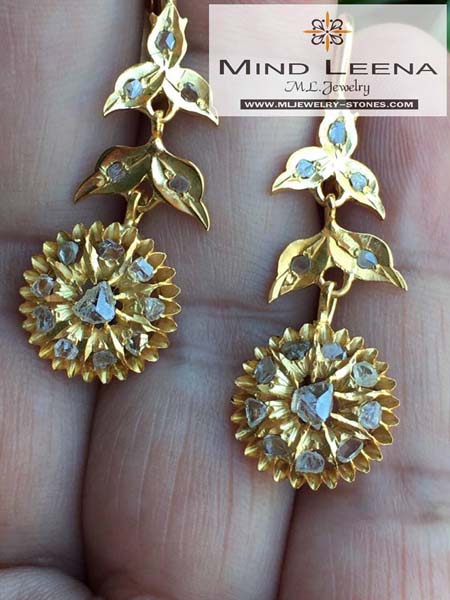 ต่างหูเพชรซีกโบราณ peranakan nyonya jewelry