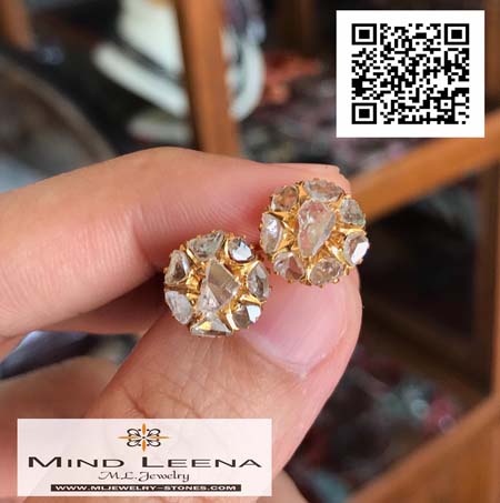 ต่างหูเพชรซีกโบราณ แบบก้านเกลียว