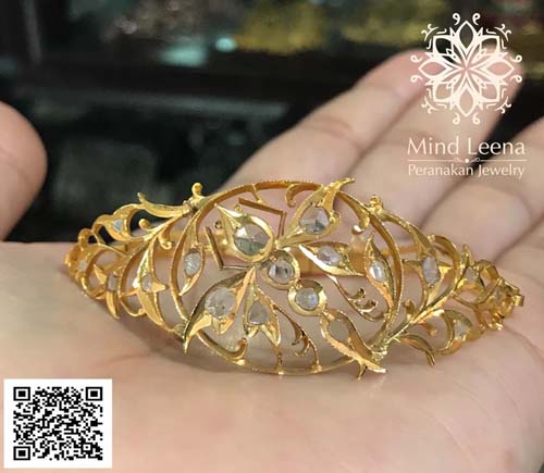 สร้อยข้อมือเพชรซีกโบราณลายผีเสื้อ งาน peranakan nyonya jewelry