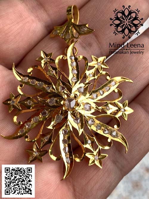 จี้และเข็มกลัดเพชรซีก บินตังเพชรซีก งานโบราณเก่า อายุเกิน 70 ปี