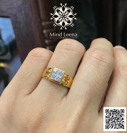 แหวนเพชรแท้เหลี่ยมเกสร เพชร 4 เม็ดน้ำหนักรวมประมาณ 0.25 cts. (งานมือสอง)