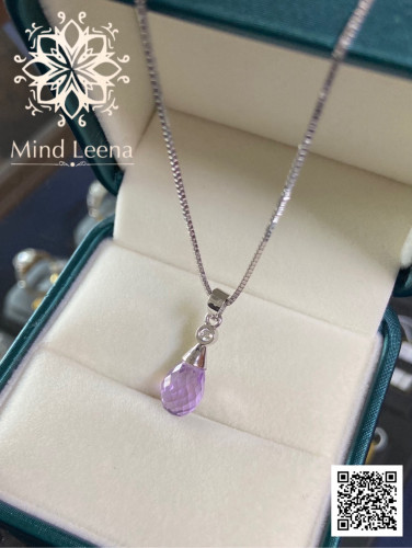 จี้พลอยอเมทิสต์ประดับเพชรพร้อมสร้อยทองคำขาว 1