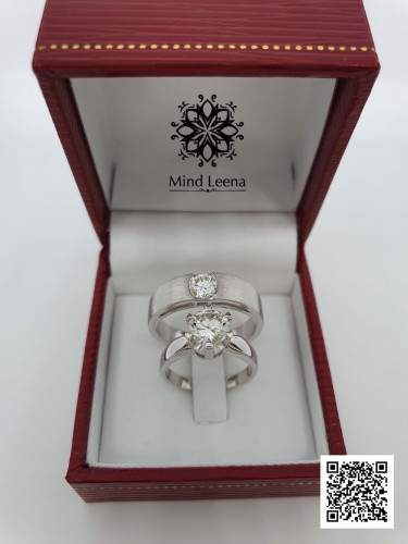 แหวนแต่งงาน แหวนหมั้น แหวนเพชรคู่หญิง/ชาย แหวนครบรอบแต่งงาน เพชรมีใบเซอร์เซอร์ GIA ยิงเลเซอร์ที่ขอบเ 1