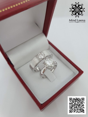 แหวนแต่งงาน แหวนหมั้น แหวนเพชรคู่หญิง/ชาย แหวนครบรอบแต่งงาน เพชรมีใบเซอร์เซอร์ GIA ยิงเลเซอร์ที่ขอบเ