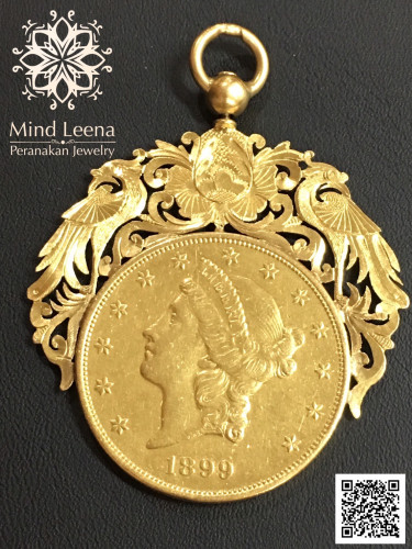 จี้เหรียญกิมตุ้นโบราณทองคำแท้ ขนาดใหญ่สุด 20 ยูเอสดอลล่าสหรัฐอเมริกา