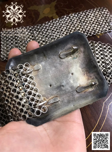 เข็มขัดเงินประดับลวดลายดอกไม้ งานโบราณ 3