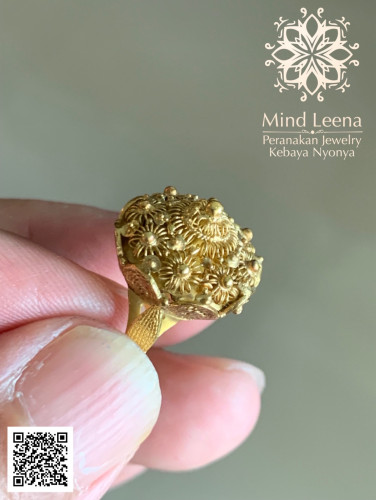 แหวนทองสัตตบงกชโบราณ Antique Sattabongkot Lotus Ring With 22k Gold. 4