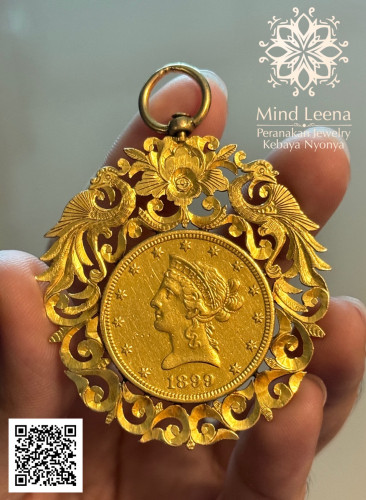 จี้เหรียญกิมตุ้นทองคำโบราณ ปี ค.ศ.1899 อายุมากกว่า 120 ปี เหรียญ 10 ดอลลาร์ทอง