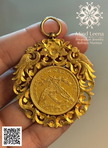 จี้เหรียญกิมตุ้นทองคำโบราณ ปี ค.ศ.1899 อายุมากกว่า 120 ปี เหรียญ 10 ดอลลาร์ทอง 1
