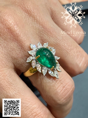 แหวนมรกตโคลัมเบียประดับเพชรแท้เบลเยี่ยม 3