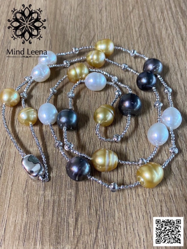 สร้อยคอไข่มุกเซาท์ซี ไข่มุกตาฮิติ ทรงบาร๊อค