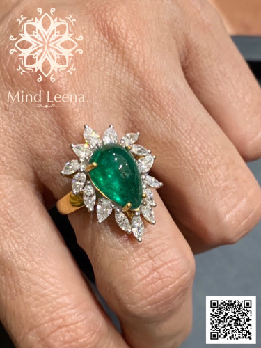 แหวนมรกตโคลัมเบียประดับเพชรแท้เบลเยี่ยม