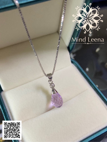 จี้พลอยอเมทิสต์ประดับเพชรพร้อมสร้อยทองคำขาว