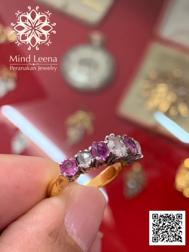 แหวนแถวประดับทับทิมพม่าและเพชรลูกโลก Antique Rose Cut Diamond And Ruby Ring. 2