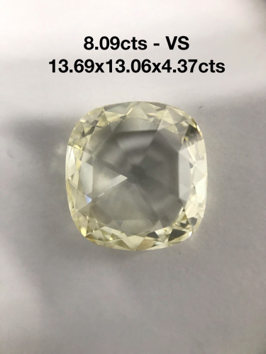 เพชรแท้เหลี่ยมลูกโลก RoseCut Diamond เม็ดใหญ่หนัก 8.09 cts.
