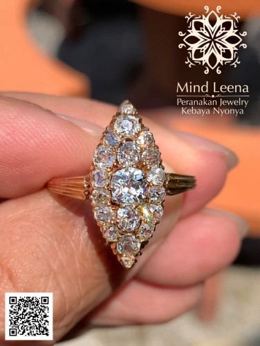 แหวนหลามตัดประดับเพชร Old Mine Cut โบราณ