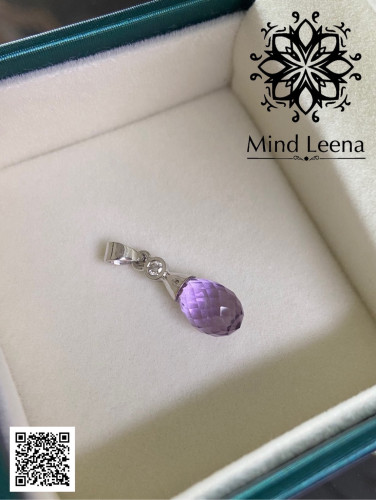 จี้พลอยอเมทิสต์ประดับเพชรพร้อมสร้อยทองคำขาว 2