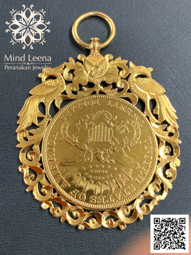 จี้กิมตุ้นทองคำโบราณปี คศ. 1904 อายุ 118 ปี ตัวเรือนทองคำ 90 เปอร์เซ็นต์ ชิ้นใหญ่หนัก 44.7 กรัม เป็น 1