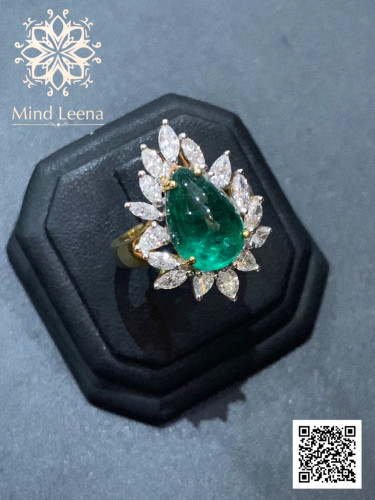 แหวนมรกตโคลัมเบียประดับเพชรแท้เบลเยี่ยม 1